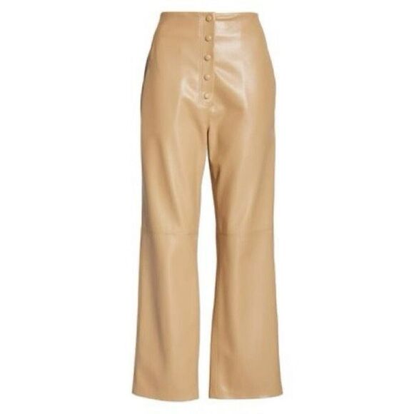 NANUSHKA Sora Vegan Leather Straight-leg Trousers in Camel Size M - Picture 4 of 9